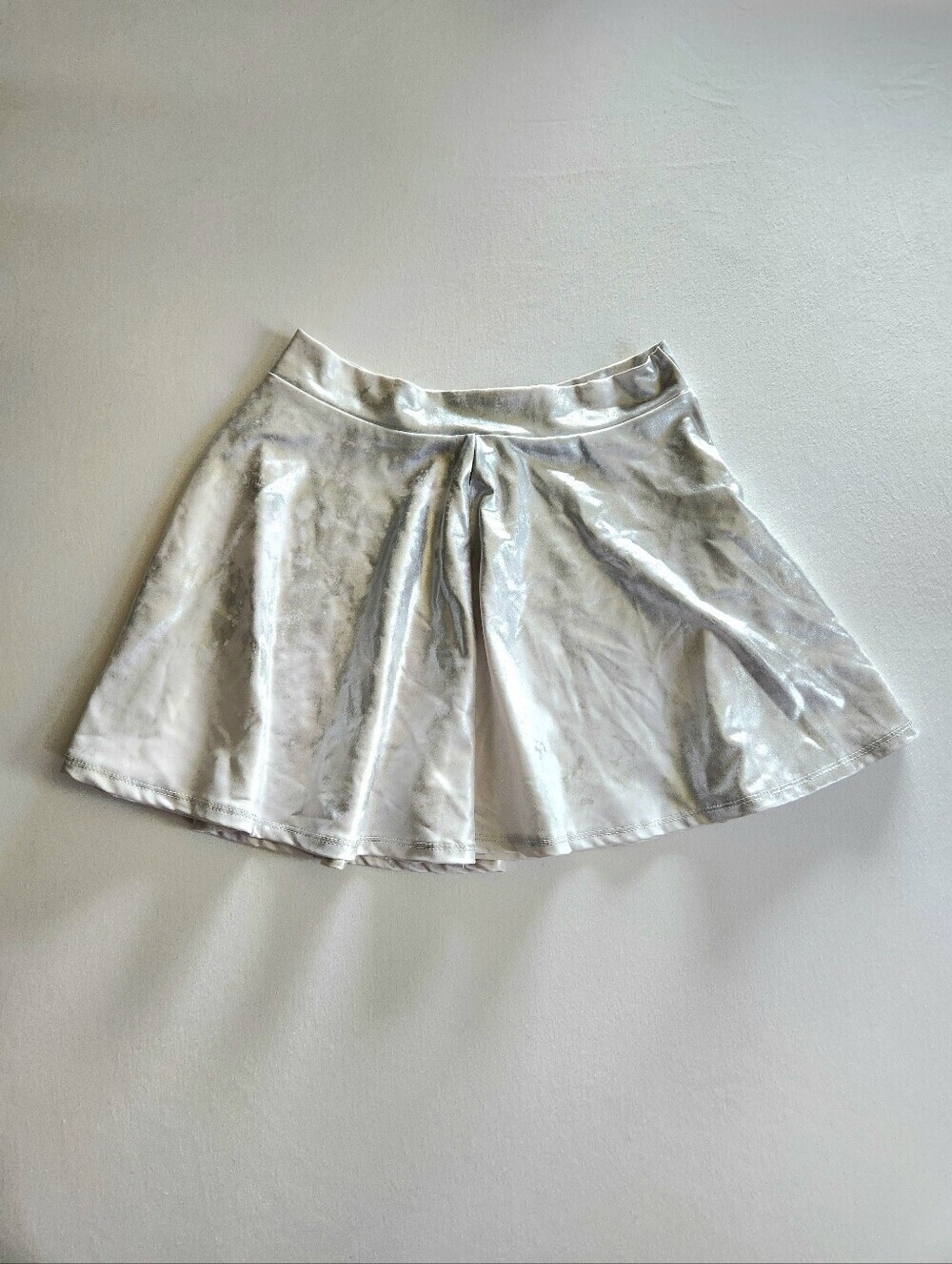Y2k 2000s Route 3 Silver Metallic Pleated Mini Skirt Sz M